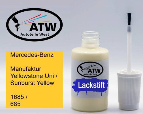 Mercedes-Benz, Manufaktur Yellowstone Uni / Sunburst Yellow, 1685 / 685: 20ml Lackstift, von ATW Autoteile West.
